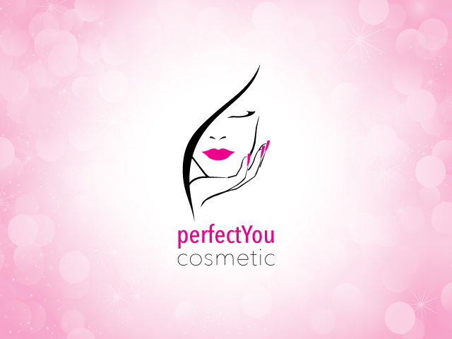 Kosmetikstudio-Logo mit einem Gesicht und einer Hand